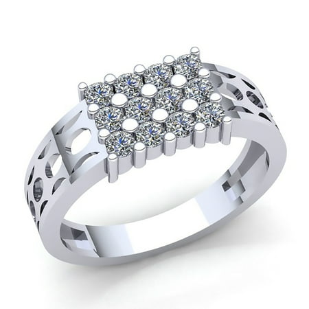 3ct Round Not Enhanced Mens 3Row Modern Anniversary Engagement Ring Solid 10K Rose, White or Yellow Gold GH SI1