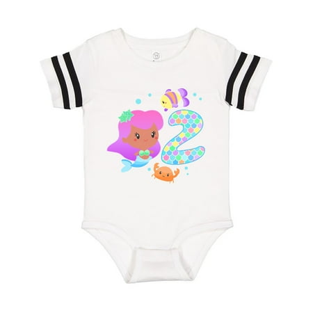 Inktastic Second Birthday Mermaid with fish and crab Gift Baby Girl Bodysuit