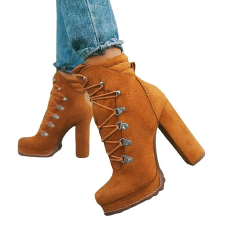 Women\ s Suede Boots with High and Thick Heel Fashion Boots Lace Up Non-slip Shoes
Women\ s Suede Boots with High and Thick Heel Fashion Boots Lace Up Non-slip Shoes