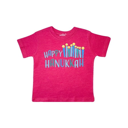 Inktastic Happy Hanukkah with candles Gift Toddler Boy or Toddler Girl T-Shirt