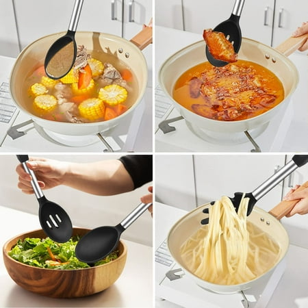 Haomacro Large Silicone Cooking Spoons 3 Pack Nonstick Solid Slotted and Spaghetti Spoon Set Heat Resistan Silicone Kitchen Spoons for Cooking Serving Basting Mixing Black
Haomacro Large Silicone Cooking Spoons 3 Pack Nonstick Solid Slotted and Spaghetti Spoon Set Heat Resistan Silicone Kitchen Spoons for Cooking Serving Basting Mixing Black