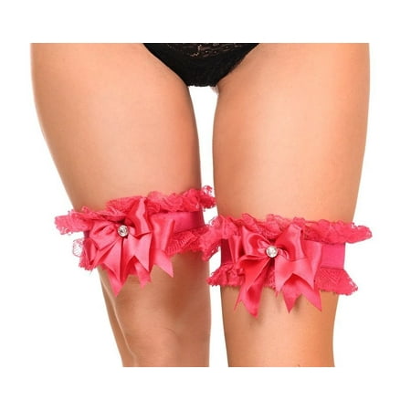 Kitten Collection Fuchsia/Fuchsia Lace Garters (Set of 2)
