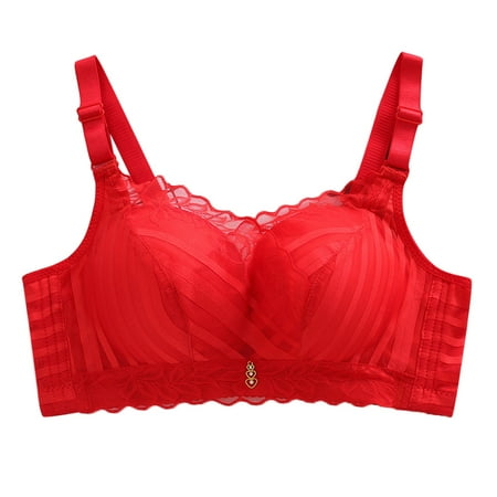 ZMHEGW Bras for Women No Underwire Cross-Back Full Coverage Comfort Bra Solid Print Red 40 1-Pack