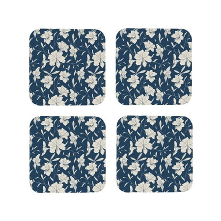 Coasters Set of 4 - Lilies Flowers Navy Blue Drink Coasters for Tabletop Protection Leather Coasters for Living Room Decor and Housewarming Gift Square
Coasters Set of 4 - Lilies Flowers Navy Blue Drink Coasters for Tabletop Protection Leather Coasters for Living Room Decor and Housewarming Gift Square