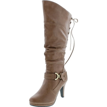 Top Moda Womens Page-65 Knee High Round Toe Lace-up Slouched High Heel Boots Taupe 7
Top Moda Womens Page-65 Knee High Round Toe Lace-up Slouched High Heel Boots Taupe 7