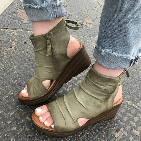 absuyy Women s Wedge Sandals Open Toe Fashion Casual Beach Sandals Summer Slide Sandals #90 Green