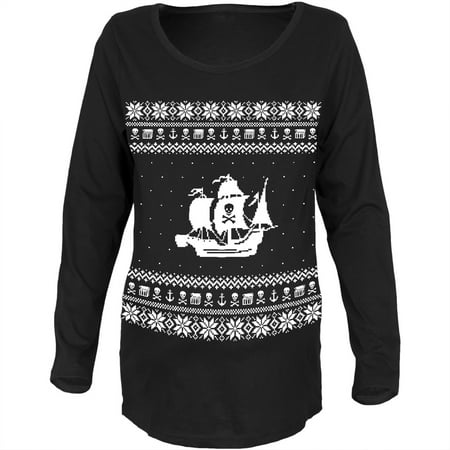 Pirate Ship Ugly Christmas Sweater Black Womens Soft Maternity Long Sleeve T-Shirt - Small
Pirate Ship Ugly Christmas Sweater Black Womens Soft Maternity Long Sleeve T-Shirt - Small