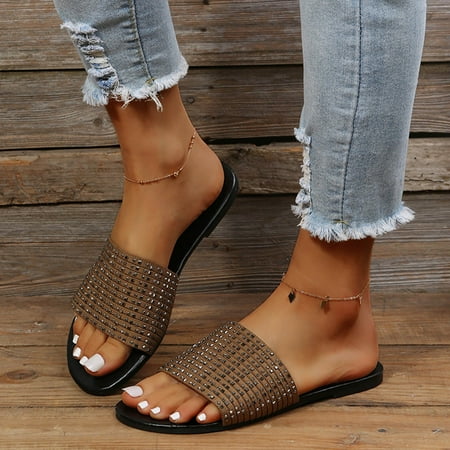 Christmas Ladies Fashion Solid Color Rhinestones Leather Flat Bottom Casual Beach Sandals And Slippers
Christmas Ladies Fashion Solid Color Rhinestones Leather Flat Bottom Casual Beach Sandals And Slippers
