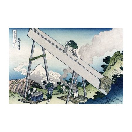 Workers with Mount Fuji View Fine ArtPrint (Unframed Paper Print 20x30)