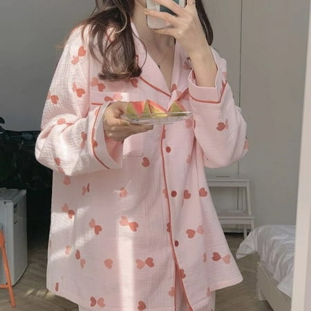 CoCopeaunt Sleepwear Womens Cotton Red Heart Print Pijama Long Sleeve Autumn Pajamas Female Set Korean Pyjamas Negligee Cardigan Pjs
CoCopeaunt Sleepwear Womens Cotton Red Heart Print Pijama Long Sleeve Autumn Pajamas Female Set Korean Pyjamas Negligee Cardigan Pjs