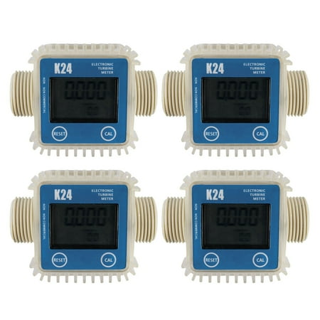 4 Pcs K24 Lcd Turbine Digital Fuel Flow Meter Widely Used for Chemicals Water