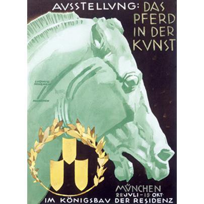 ArteHouse Fine Art Print "German Art Museum Horse" by Artist Ludwig Hohlwein, Archival Paper, 24" x 32"