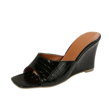 Ladies Slippers Ladies Fashion Summer Solid Color Leather Square Toe Sloping Heel Thick Sole Sandals Women s Shoes
Ladies Slippers Ladies Fashion Summer Solid Color Leather Square Toe Sloping Heel Thick Sole Sandals Women s Shoes