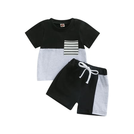 Infant Baby Boys Summer Cothes Outfits Contrast Color Short Sleeve Pullover T-shirt and Elastic Shorts Set
Infant Baby Boys Summer Cothes Outfits Contrast Color Short Sleeve Pullover T-shirt and Elastic Shorts Set