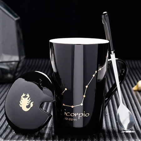 Contellation Ceramic Mug with Lid Spoon Coffee Cup 12 Astrological Signs Black Unique Gift.
Contellation Ceramic Mug with Lid Spoon Coffee Cup 12 Astrological Signs Black Unique Gift.