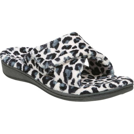 Women s Vionic Relax Slide Slipper Cream Leopard Fabric