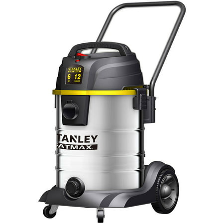 Stanley Wet\/Dry Vacuum, 6 peak HP, 12 gal, Stainless Steel, SL18501-12B