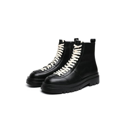 Ferndule Men Ankle Boots Side Zip Work Shoes Platform Leather Boot Casual Lace Up Business Round Toe Non Slip Black with Warm Lined-Heighten 7
Ferndule Men Ankle Boots Side Zip Work Shoes Platform Leather Boot Casual Lace Up Business Round Toe Non Slip Black with Warm Lined-Heighten 7