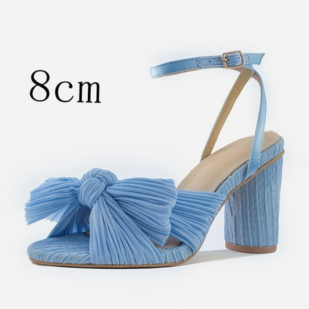 Feiboyy Women S Summer Thick Heel High Heel Bow Crossborder Large Size Sandals
