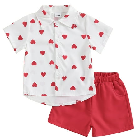Kids Baby Boys Valentine s Day Outfits Shorts Set Short Sleeve Heart Print Shirt with Shorts Gentleman Suit 18-24 Months
Kids Baby Boys Valentine s Day Outfits Shorts Set Short Sleeve Heart Print Shirt with Shorts Gentleman Suit 18-24 Months