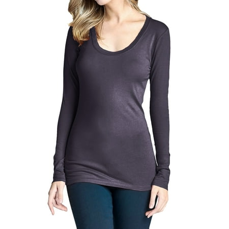 Basic Long Sleeve Round Neck Tee-1