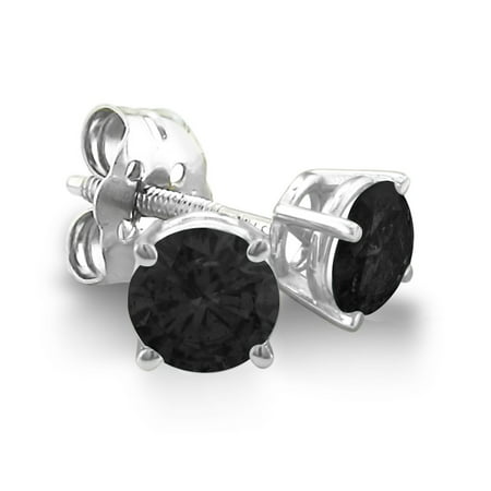 1/2ct Black Diamond Stud Earrings in 14k White Gold ScrewBacks
