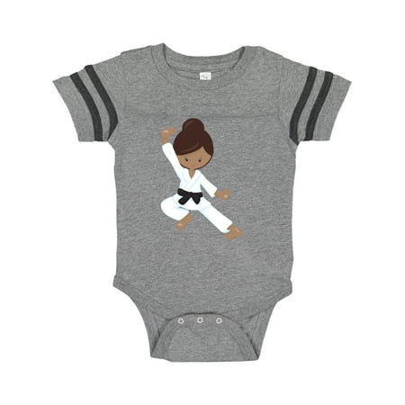 Inktastic African American Girl Black Belt Karate Pose Gift Baby Girl Bodysuit