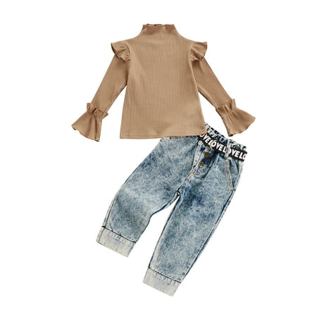 IZhansean Toddler Baby Girls Turtleneck Sweater Flare Sleeve Knitted Tops+Denim Pants with Letter Belt Clothes Light Coffee 4-5 Years
IZhansean Toddler Baby Girls Turtleneck Sweater Flare Sleeve Knitted Tops+Denim Pants with Letter Belt Clothes Light Coffee 4-5 Years