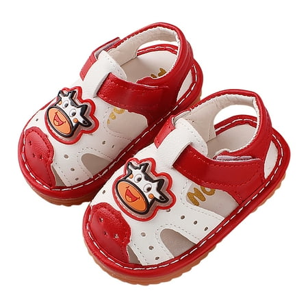 Binmer Toddler Baby Girls Boys Cartoons Calf With Voice Cute Soft Crib Summer Sandals