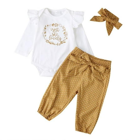 DOUBFIVSY Newborn Baby Girl Outfit Letter Ruffle Romper+Dot Pant+Headband 3PCS Clothes Set
DOUBFIVSY Newborn Baby Girl Outfit Letter Ruffle Romper+Dot Pant+Headband 3PCS Clothes Set