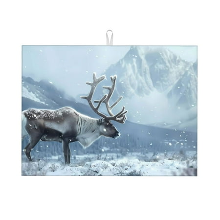 Large Dish Drying Mats for Kitchen Counter - Winter Reindeer In Snowy Mountains 18x24In Anti-Slip Absorbent Microfiber Drying Mat for Kitchen Counter Mat Dish Rack Mat with Hanging Loop
Large Dish Drying Mats for Kitchen Counter - Winter Reindeer In Snowy Mountains 18x24In Anti-Slip Absorbent Microfiber Drying Mat for Kitchen Counter Mat Dish Rack Mat with Hanging Loop