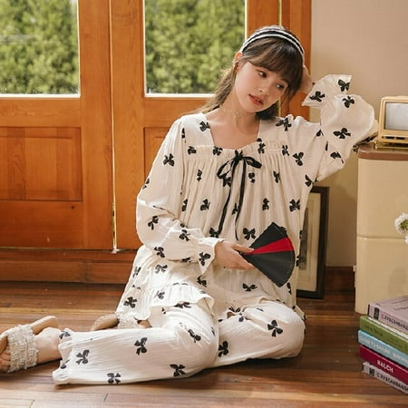 PIKADINGNIS Womens Pajamas Set Autumn Winter Kimono Elastic Waist Sleepwear Set Cotton Womens Long Sleeve Nightwear Print Top Long
PIKADINGNIS Womens Pajamas Set Autumn Winter Kimono Elastic Waist Sleepwear Set Cotton Womens Long Sleeve Nightwear Print Top Long