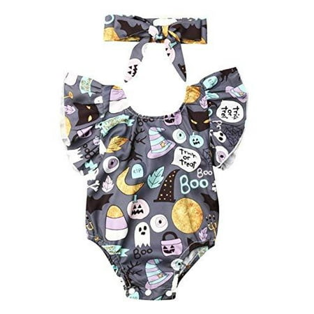 StylesILove Infant Baby Girls Pumpkin Boo Printed Ruffle Sleeve Sunsuit Romper with Headband 2pcs Halloween Outfit
StylesILove Infant Baby Girls Pumpkin Boo Printed Ruffle Sleeve Sunsuit Romper with Headband 2pcs Halloween Outfit