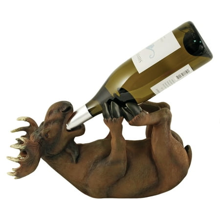 True Mischievous Moose Polyresin Wine Bottle Holder Brown
