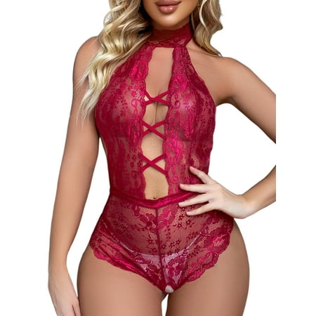 Frontwalk Women Bodysuit Floral Sleepwear Deep V Lingerie Ladies Teddy Babydoll Lace Nightwear Wine Red XL
Frontwalk Women Bodysuit Floral Sleepwear Deep V Lingerie Ladies Teddy Babydoll Lace Nightwear Wine Red XL