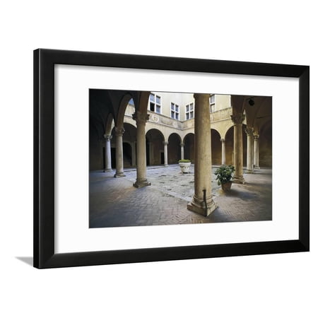 Courtyard of Piccolomini Palace, Pienza, Tuscany, Italy Framed Print Wall Art