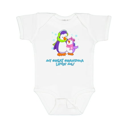 Inktastic My Great Grandma Loves Me! Cute Penguins Gift Baby Boy or Baby Girl Bodysuit