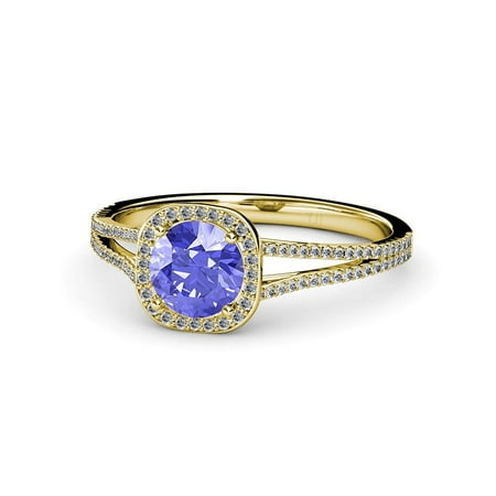 Tanzanite and Diamond (SI2-I1 G-H) Halo Engagement Ring 1.17 ct tw in 14K Yellow Gold.size 7.0
Tanzanite and Diamond (SI2-I1 G-H) Halo Engagement Ring 1.17 ct tw in 14K Yellow Gold.size 7.0