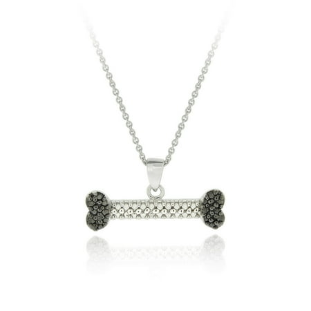 STAFIH Sterling Silver Diamond Accent Dog Bone Pendant