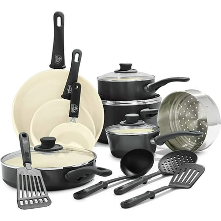 Durable GreenLife Soft Grip Healthy Ceramic Nonstick 16 Piece Cookware Pots and Pans Set PFAS-Free Dishwasher Safe Soft Pink
Durable GreenLife Soft Grip Healthy Ceramic Nonstick 16 Piece Cookware Pots and Pans Set PFAS-Free Dishwasher Safe Soft Pink