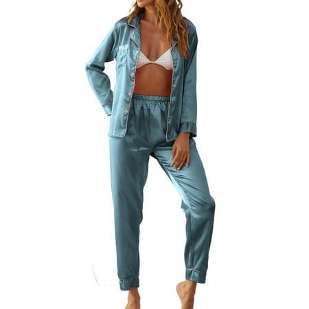 2 Piece Set Lapel Cadet Blue Elegant Plain Button Front Pant Sets Women s Pajama Sets
2 Piece Set Lapel Cadet Blue Elegant Plain Button Front Pant Sets Women s Pajama Sets