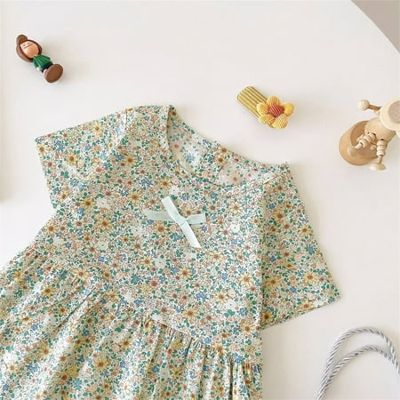 PEASKJP Sundress Toddler Girl Short Sleeve Princess Crew Neck A-Line Flowy Printed Dress Green 2-3 Years
PEASKJP Sundress Toddler Girl Short Sleeve Princess Crew Neck A-Line Flowy Printed Dress Green 2-3 Years