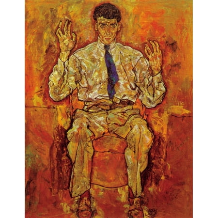 Portrait of painter Paris von Gutersloh 1918 Stretched Canvas - Egon Schiele (24 x 36)