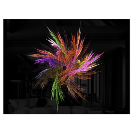 DESIGN ART Excitingly Colorful Fractal Flower - Large Floral Glossy Metal Wall Art