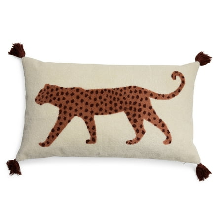 Walking Leopard Boucle Embroidered Decorative Throw Pillow, 24x14" by Drew Barrymore Flower Home