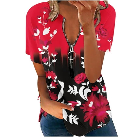 Corset Tops for Women Women s V-Neck Casual Floral Print T-shirt Short Sleeve Tunic Tops Blouse Basic Tees for Women Red L
Corset Tops for Women Women s V-Neck Casual Floral Print T-shirt Short Sleeve Tunic Tops Blouse Basic Tees for Women Red L
