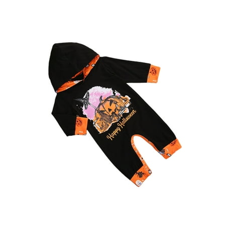 Carolilly Newborn Baby Girls Romper Halloween Sunflower Print Long Jumpsuit
