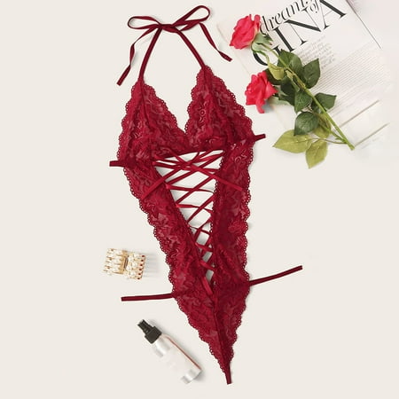 CFXNMZGR Intimates For Women Hollow New Women Deep V Halter Lingerie Teddy One Piece Bodysuit Lace Bandage Underwear
CFXNMZGR Intimates For Women Hollow New Women Deep V Halter Lingerie Teddy One Piece Bodysuit Lace Bandage Underwear