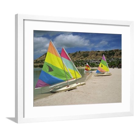 Sailing Boats on the Beach at the St. James Club, Antigua, Leeward Islands, West Indies Framed Print Wall Art By Lightfoot Jeremy