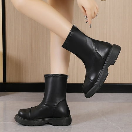 Gubotare Boots For Women Fashion Women Artificial Leather Solid Color Autumn Thick Sole Square Heels Zipper Short Booties Round Toe Shoes Black 8
Gubotare Boots For Women Fashion Women Artificial Leather Solid Color Autumn Thick Sole Square Heels Zipper Short Booties Round Toe Shoes Black 8